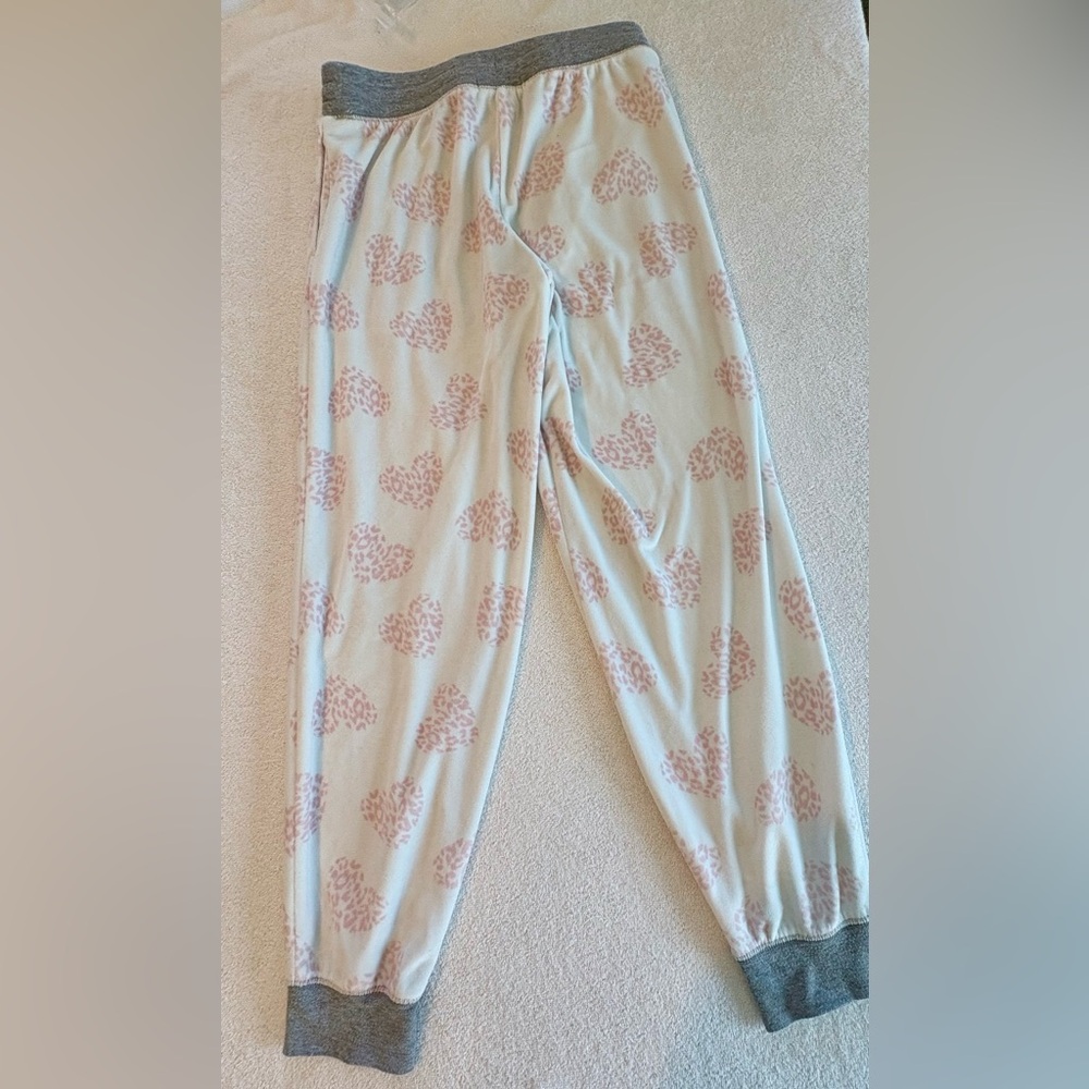 PJ Salvage Live Gratefully Heart Print Jogger Pajama Pants Pink White S - Picture 6 of 8
